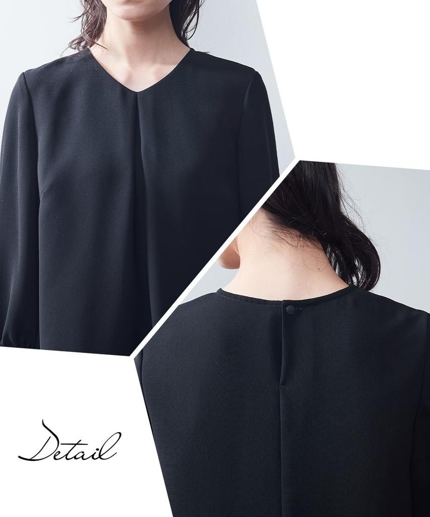 Черная официальная одежда Изготовлена из японской ткани, стирающаяся блузка с манжетами на рукавах, широкие брюки, доступны большие размеры. Черный цвет M [Nissen] [Траурная одежда/официальная одежда]