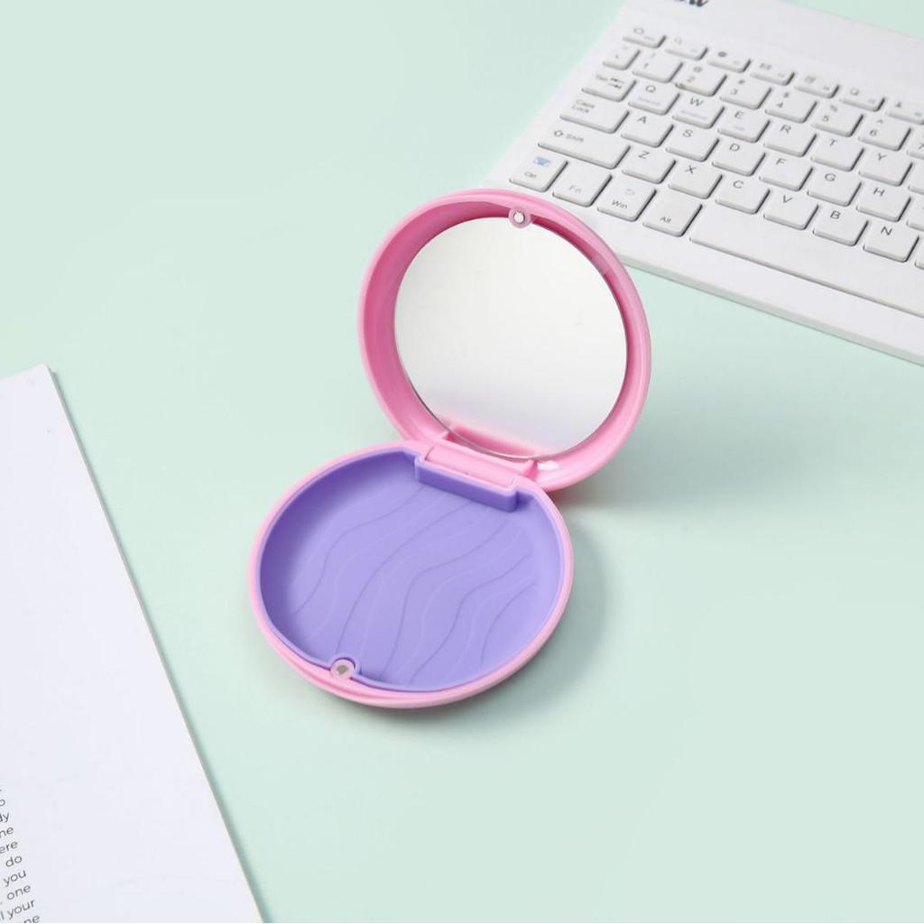 Orthodontic Retainer Storage Case with Mirror, Portable ABS Silicone Box