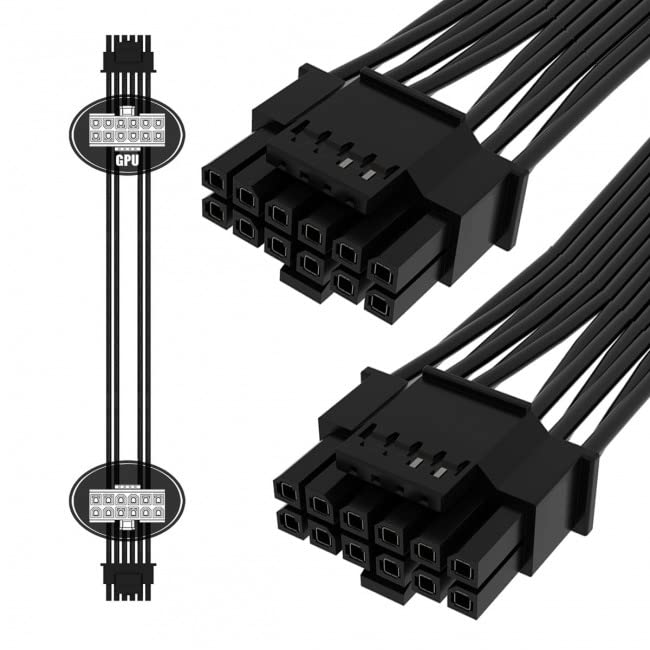 Xiwai Модульный кабель питания Dual ATX 8-pin на 12VHPWR ATX 3.0 PCI-E 5.0 для видеокарт 3080 3090 TIPSU 16-pin 12+4P