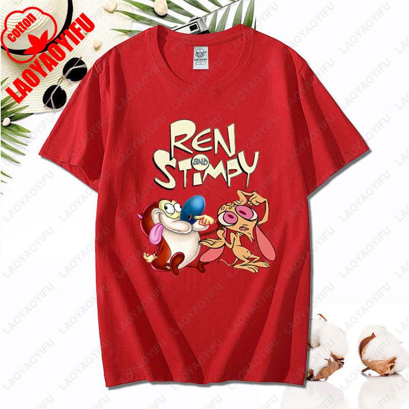 90s Ren Stimpy Show Nickelodeon Nicktoons Dial Cartoon Tshirt Vintage Classic Fashion Streetwear Cotton All Match Unisex Tees
