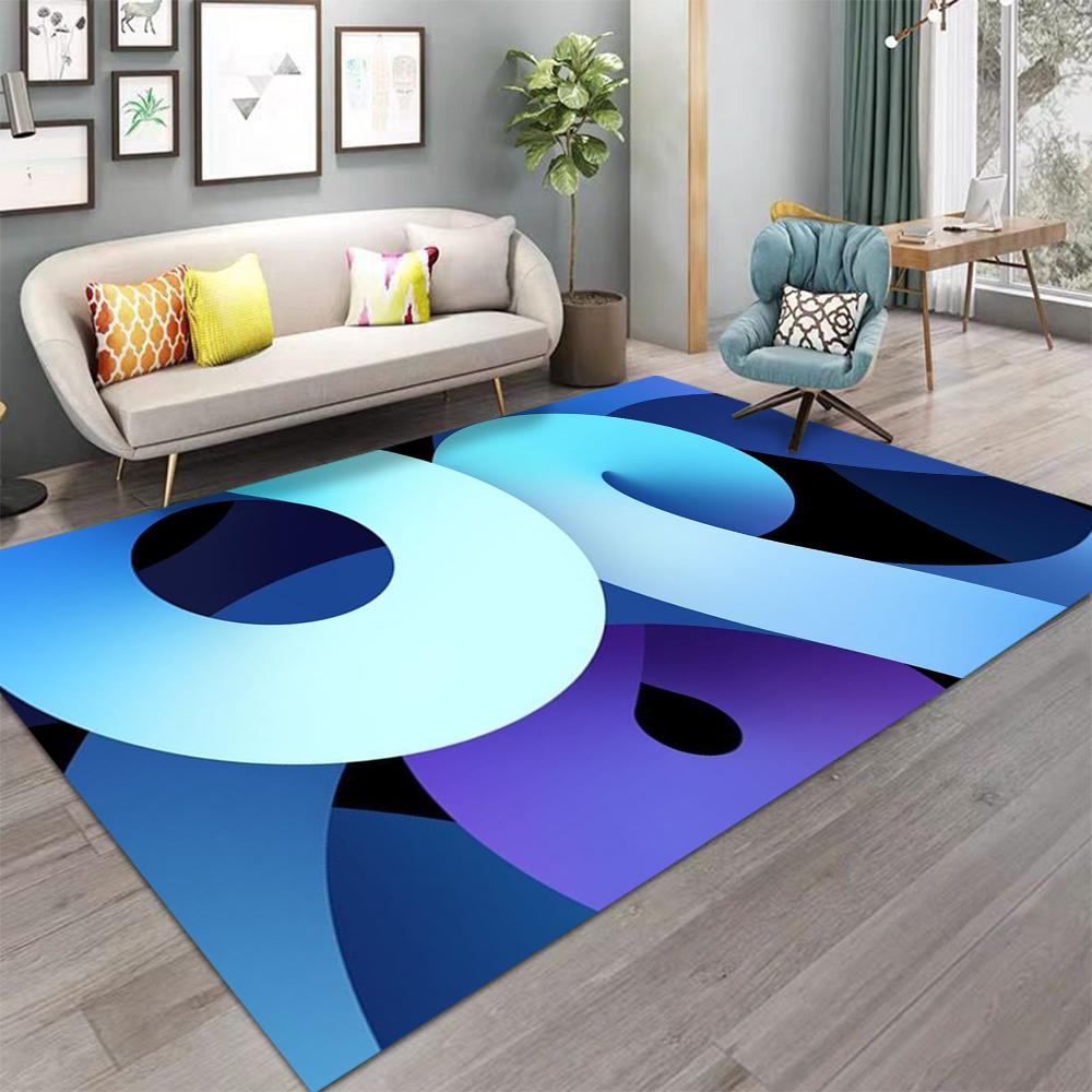 Абстрактный Геометрический Узор Коврик для Пола Различные Стили с Изогнутыми Линиями и Градиентными Цветами Нескользящий Коврик для Домашнего Декора