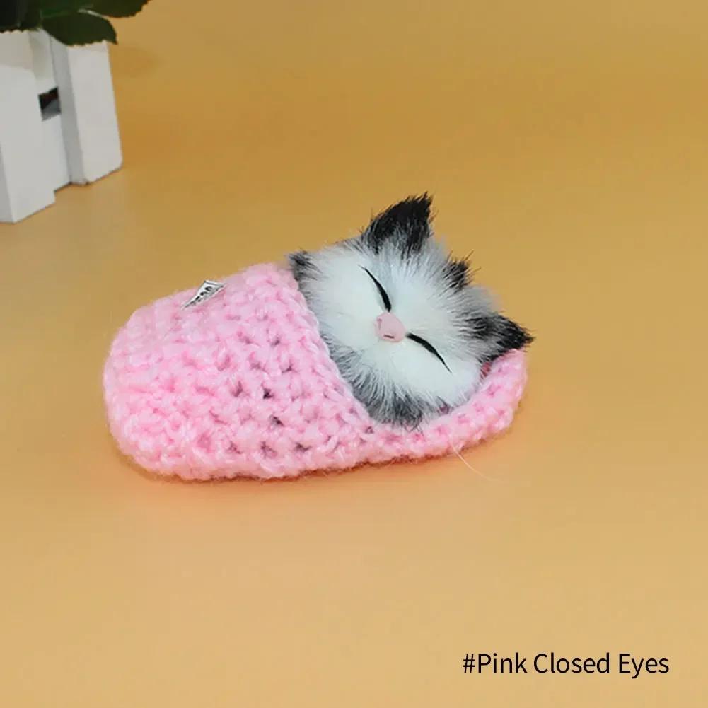 Stuffed Toys Lovely Simulation Animal Doll Plush Sleeping Cats Toy With Sound Kids Toy Decoration Birthday Gift For Children