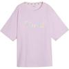Boyfriend Loose Fit Round Neck Short Sleeve T-Shirt Women Tops Light-Purple 525434-60