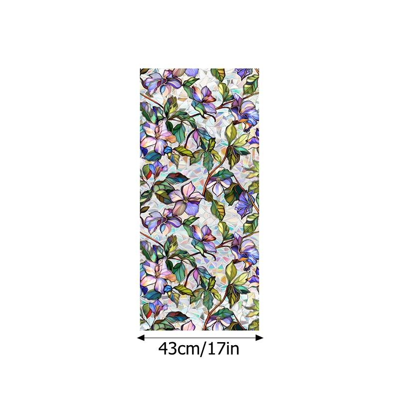 Радужная стеклянная пленка, цветная наклейка на окно с растением, ПВХ, статическая наклейка, наклейки для ванной комнаты, декоративные самоклеящиеся пленки