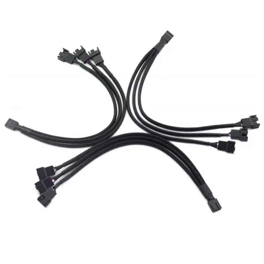 Black Sleeved 4 Pin Pwm Fan Cable Male To Female Pwm Extension Cables Computer Fan
