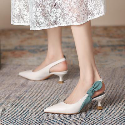 Корейская версия сандалий на высоком каблуке с ремешком соответствующего цвета, женские нишевые туфли с острым носком, женские сандалии на шпильке с принтом Fairy Wind