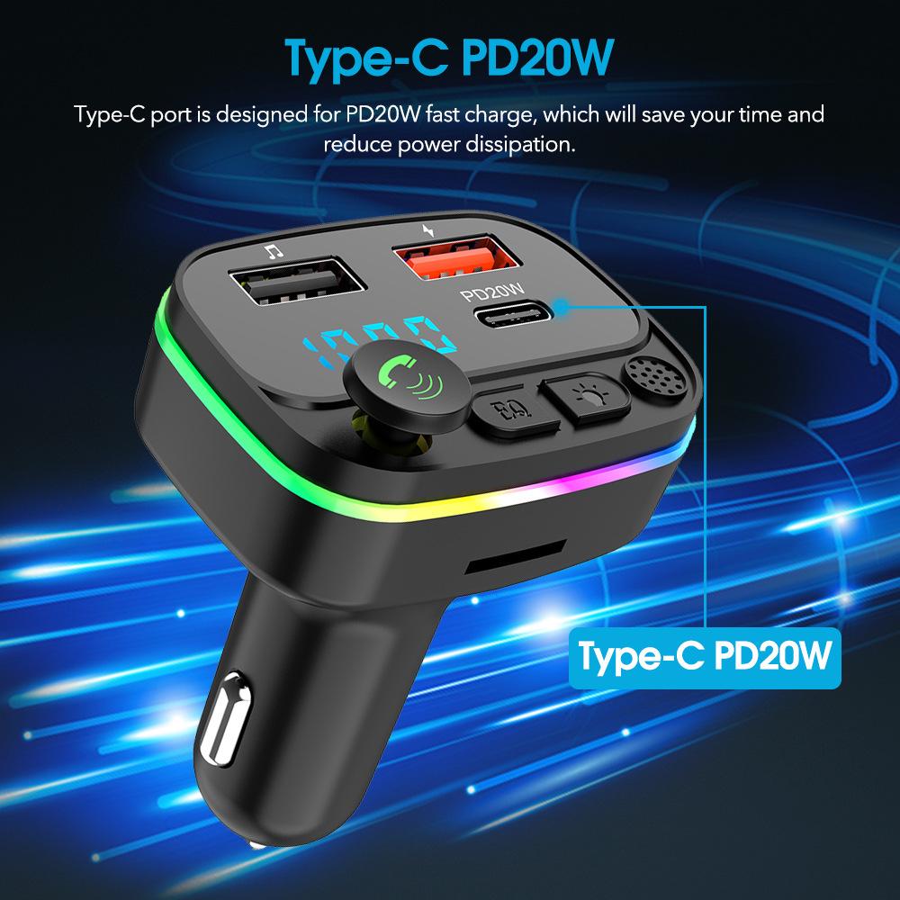 Car Bluetooth-compatible Fm Transmitter Mp3 Player Handsfree Kit Dual Usb Adapter Pd20w Fast Charger B2 Led Backlight