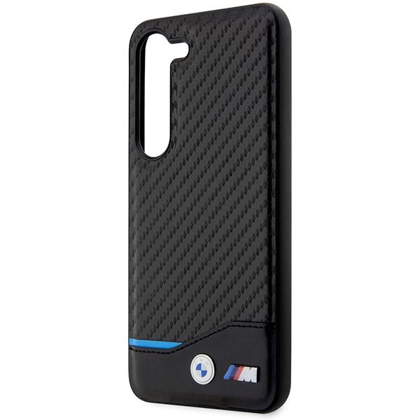 Чехол для Samsung Galaxy S23 Plus BMW Кожаный Карбоновый Черный