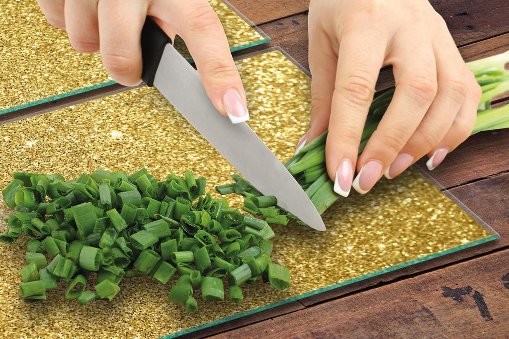 СТЕКЛЯННАЯ ЗАЩИТНАЯ ПАНЕЛЬ ДЛЯ КУХНИ 2x35x52 ЗОЛОТАЯ