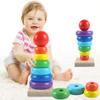Rainbow Stacking Ring Tower Wooden Puzzle Toys Pyramid Nesting Blocks Geometric Games Children Early Education Toys