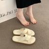 Popular one-word slippers for women wearing 2025 new summer high-end flat-bottomed non-slip pregnant women beach shoes
