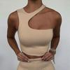 Cut Out Sexy Crop Off Shoulder Solid Skinny Sport Short Tops Women Tank Irregular Summer Tube Tops