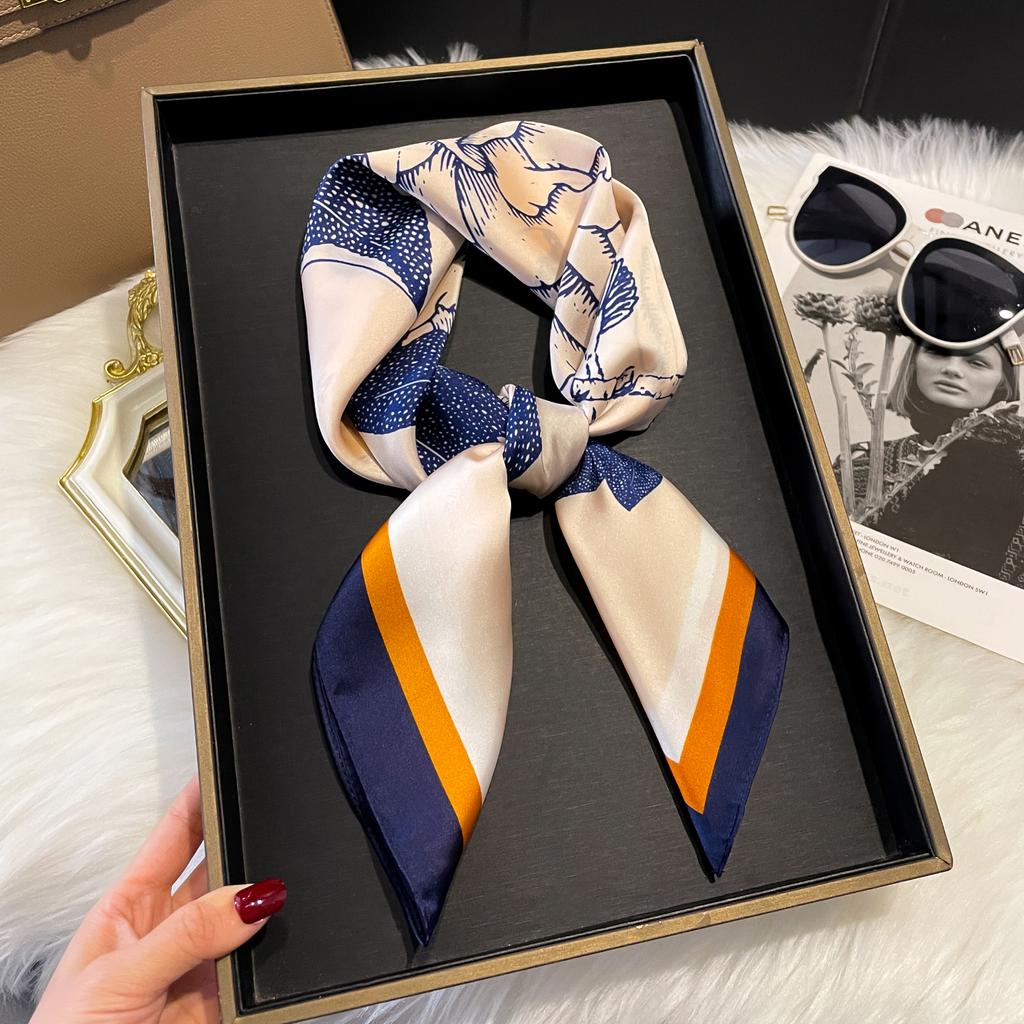 Новый роскошный принт 70*70 см шелковый квадратный шарф женский мягкий атласный ободок для волос шейный платок галстук женский ободок фуляр сумка лента подарок