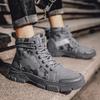 Winter New Men's Camouflage Boots Trendy Casual Retro Desert High Quality Plush Middle Top Motorcycle Outdoor Hiking Work Shoes