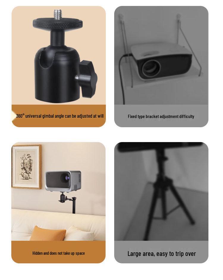 Universal No-Drill Projector Stand: Floor, Desktop, Sofa, or Wall-Mounted, Compatible with XGIMI, Dangbei, JMGO.