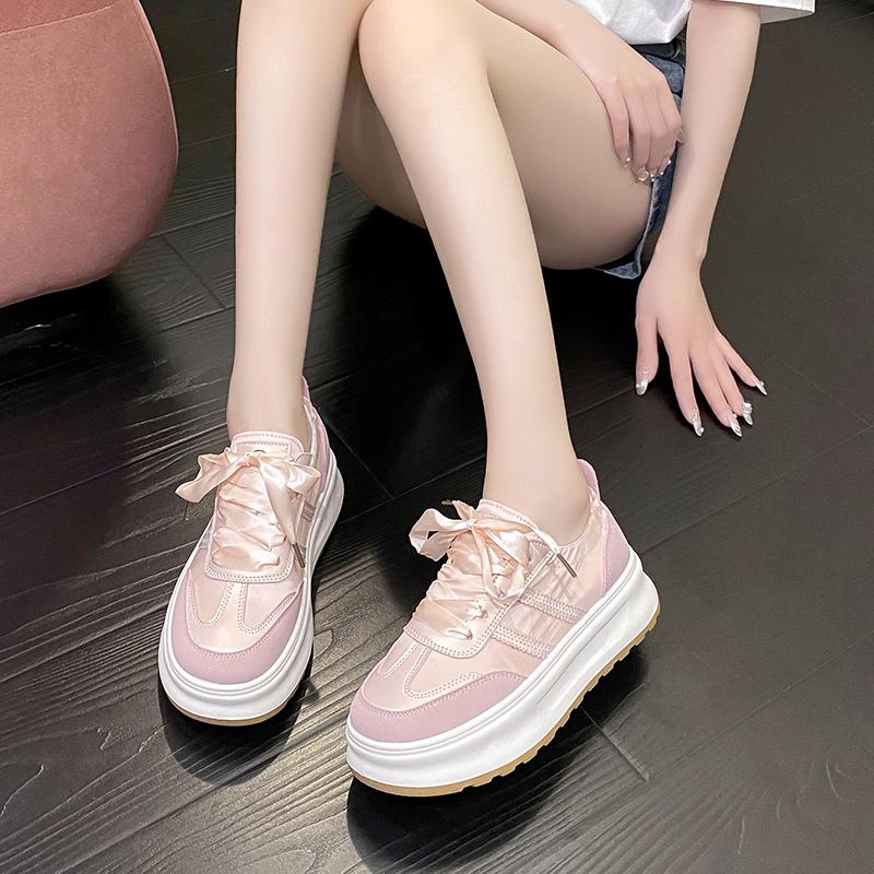 Новые 2024 кроссовки на платформе женские модные теннисные туфли разноцветные шнурки дышащие повседневные вулканизированные туфли для женщин