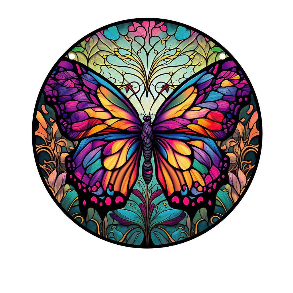 1pc Acrylic Wall Hanging Porch Decoration Holiday Decoration Painted Window Hanging Window Hanging Ornament Round Sign.