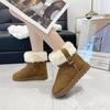 Autumn and Winter New Solid Color Short Boots Belt Buckle Women's Cotton Boots Warm Snow Boots Shoes P779