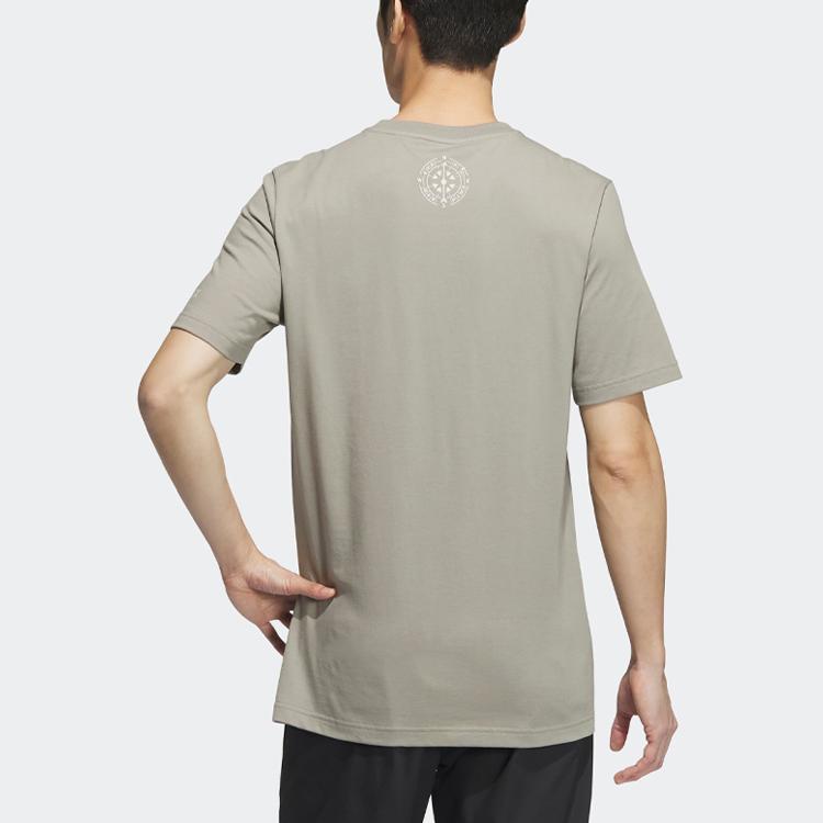 Adidas Футболка с коротким рукавом и принтом в виде горного рисунка для занятий спортом на открытом воздухе, мужская, цвет Pebble Silver-Grey IT8847