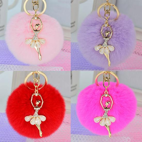 Брелок с меховым шариком ангела, сумочка, брелок для ключей, автомобильный брелок