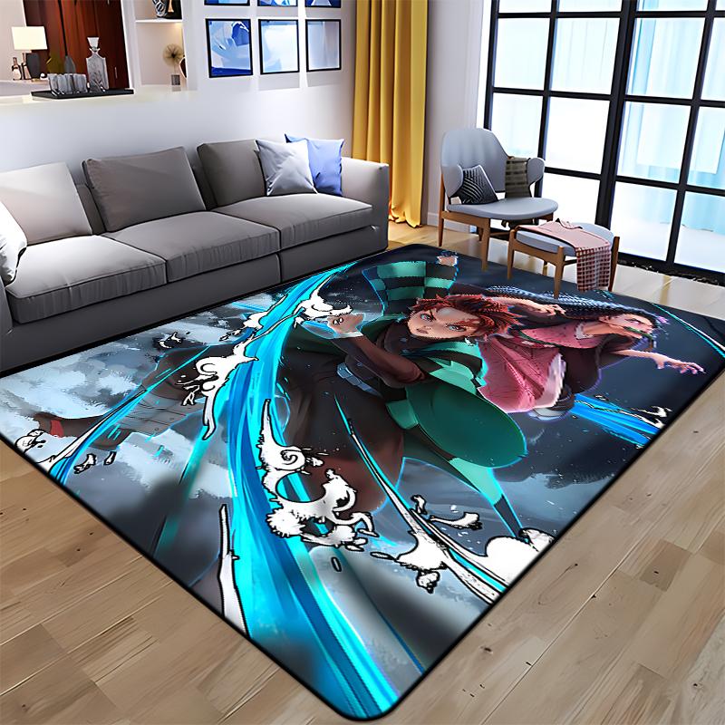 Demon Slayer Art Print Floor Mat Living Room Game Room Carpet Camping Picnic Mat Doormat Floor Mats Anime Room Decor Area Rug
