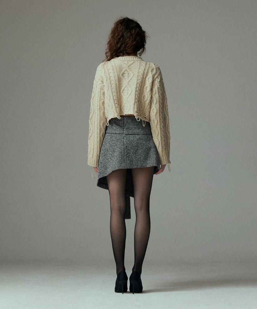 Meuameu Tweed Layered Cover-Up Skirt