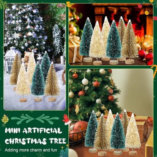 24/45 Pcs Mini Christmas Tree Artificial Mini Pine Trees with Wooden Base Reusable