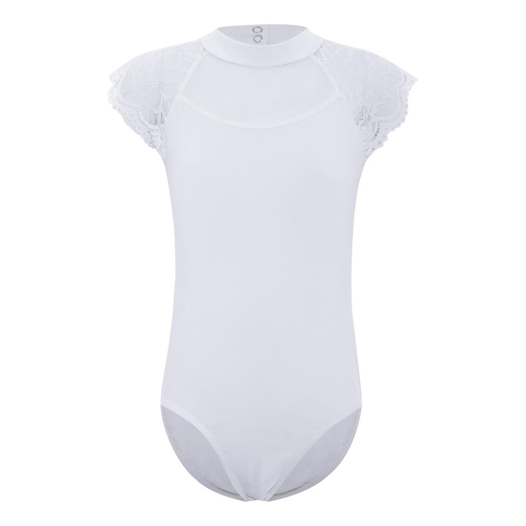 Детский балетный купальник для тренировок, кружевные рукава-крылышки, прозрачная сетчатая вставка, лоскутный вырезной боди, одежда для танцев