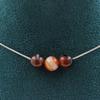 Stones and Minerals. 3-pearl Dream Agate Necklace 8 Mm. Stainless Steel Chain Necklace Women Men. Customizable Size.