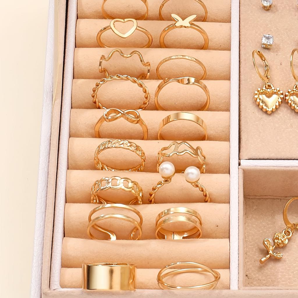 70Pcs Exquisite Butterfly Star Heart-shaped Snake Shaped Pendants Ring Earrings Necklace Ring Set Women's Daily Party Zircon