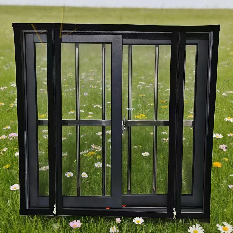 Latest double zipper side opening mosquito proof screen window for indoor use, customizable size, non porous self-adhesive