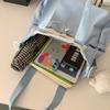 Girls Contrast Shoulder Bag Large Capacity Student Book Bag
