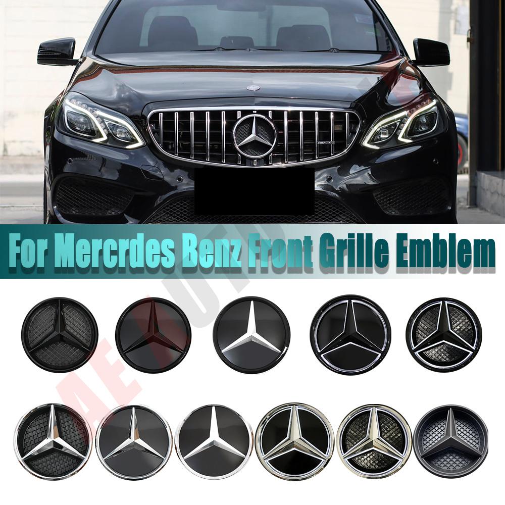zrvmt3 2025 Hot Silver Border 3D Mirror Emblem For Mercedes Benz A W176 B W246 C W205 Class Matte Black OE Style Front Grille Star Embl