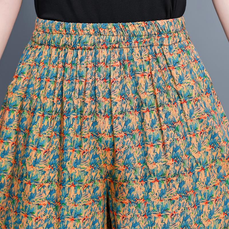 Летние широкие брюки для женщин с высокой талией, винтажная одежда больших размеров, свободные повседневные брюки с эластичной талией