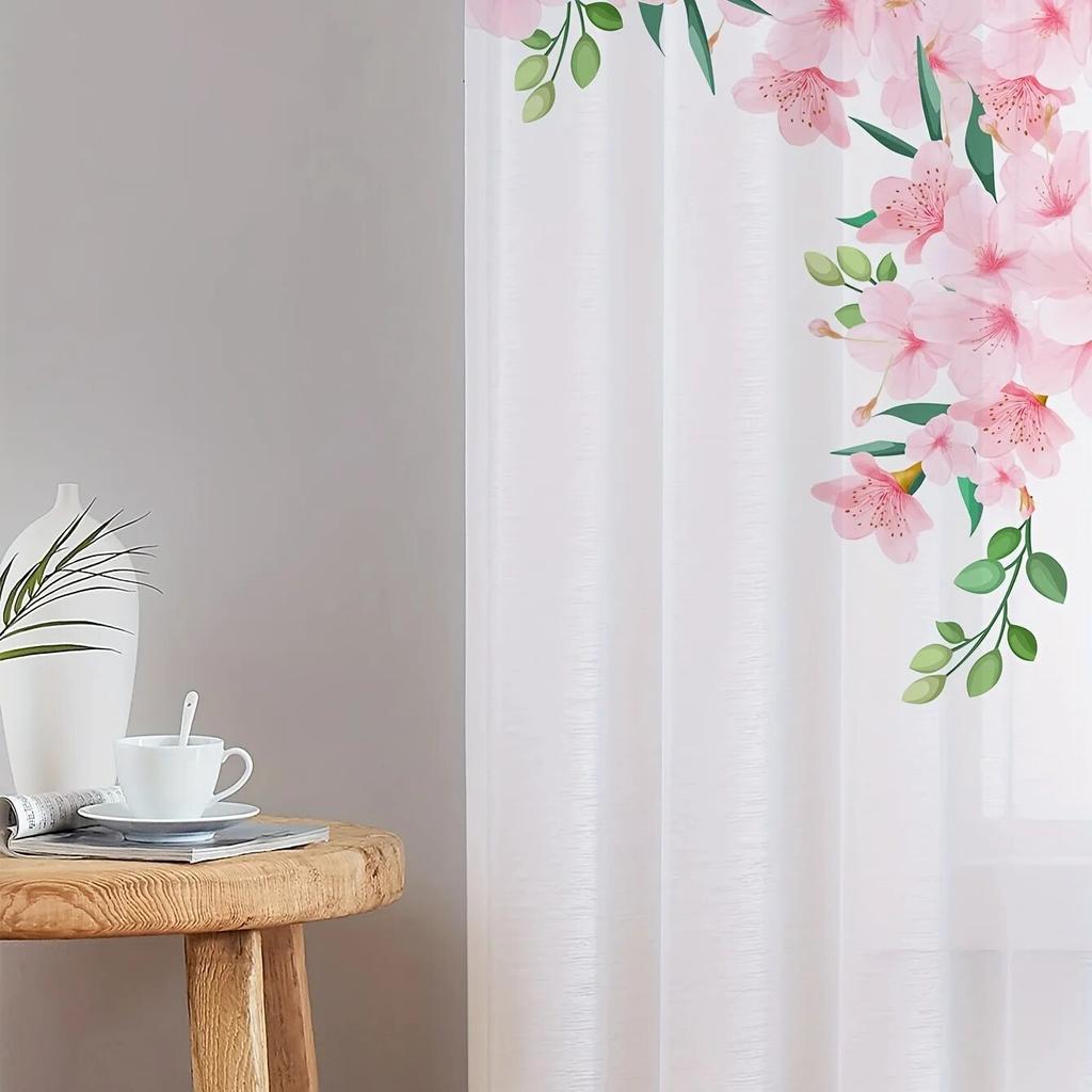 Шторы с ботаническим узором, вуаль с узором розы, занавески для гостиной, спальни, офиса, мягкие шторы