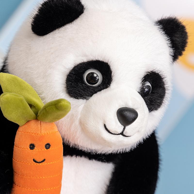 Stuffed Doll Multi Size Panda Plush Toy With Carrot Soft Black White Cute Sitting Room Decor Holiday Surprise Gift Collection