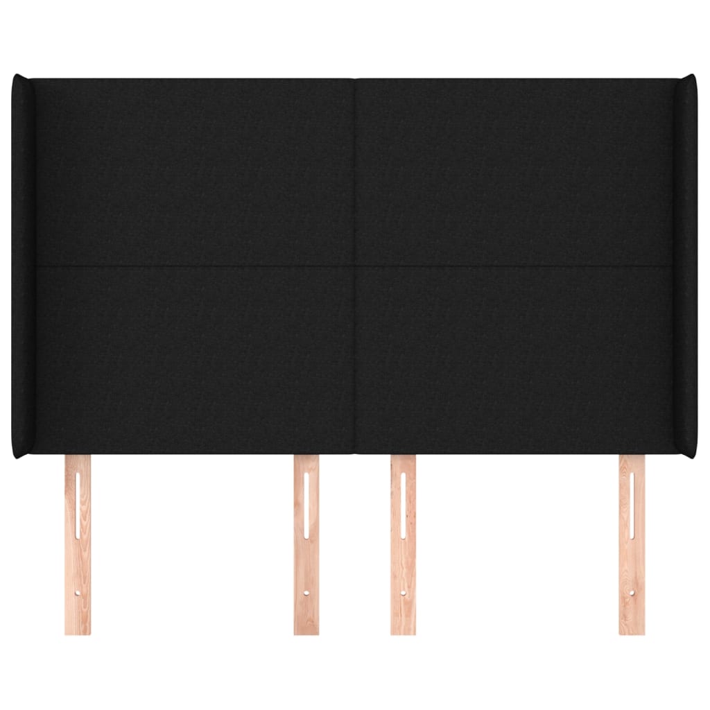 Headboard with Ears Black 147 x 16 x 118 128 cm Fabric
