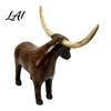 Primitive Folk Art Decoration Vintage Longhorn Bull Sculpture Rustic Farmhouse Animal Figurine Western Style Pastoral Shelf Display Decorative