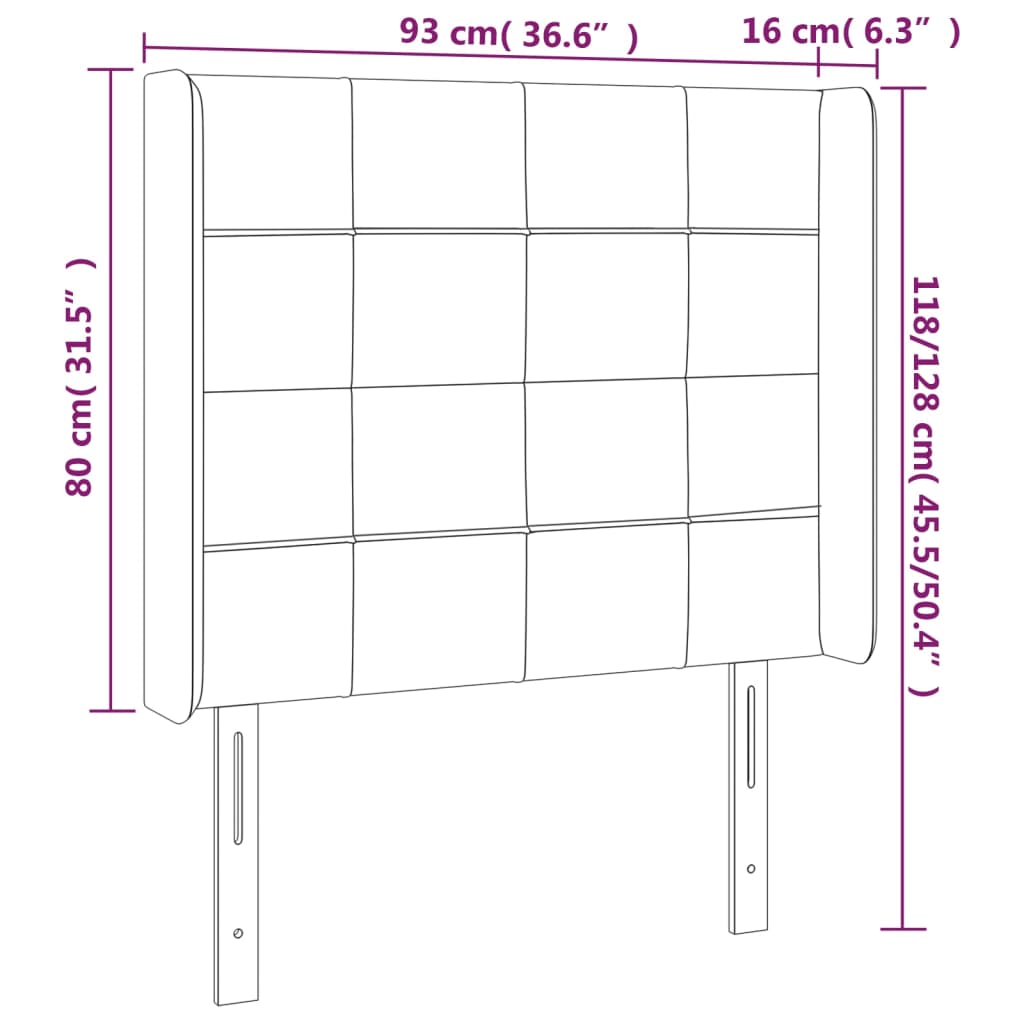 Headboard with Wingback Dark Grey 93 x 16 x 118 128 cm Velvet