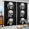 2pcs Three Wise Skulls Printed Curtain for Home Decor - Rod Pocket Window Treatment for Bedroom, Office, Kitchen and Living Room
