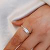 Baguette Clear White Topaz Sterling Silver Ring Jewelry, White Diamond Statement Ring Jewelry