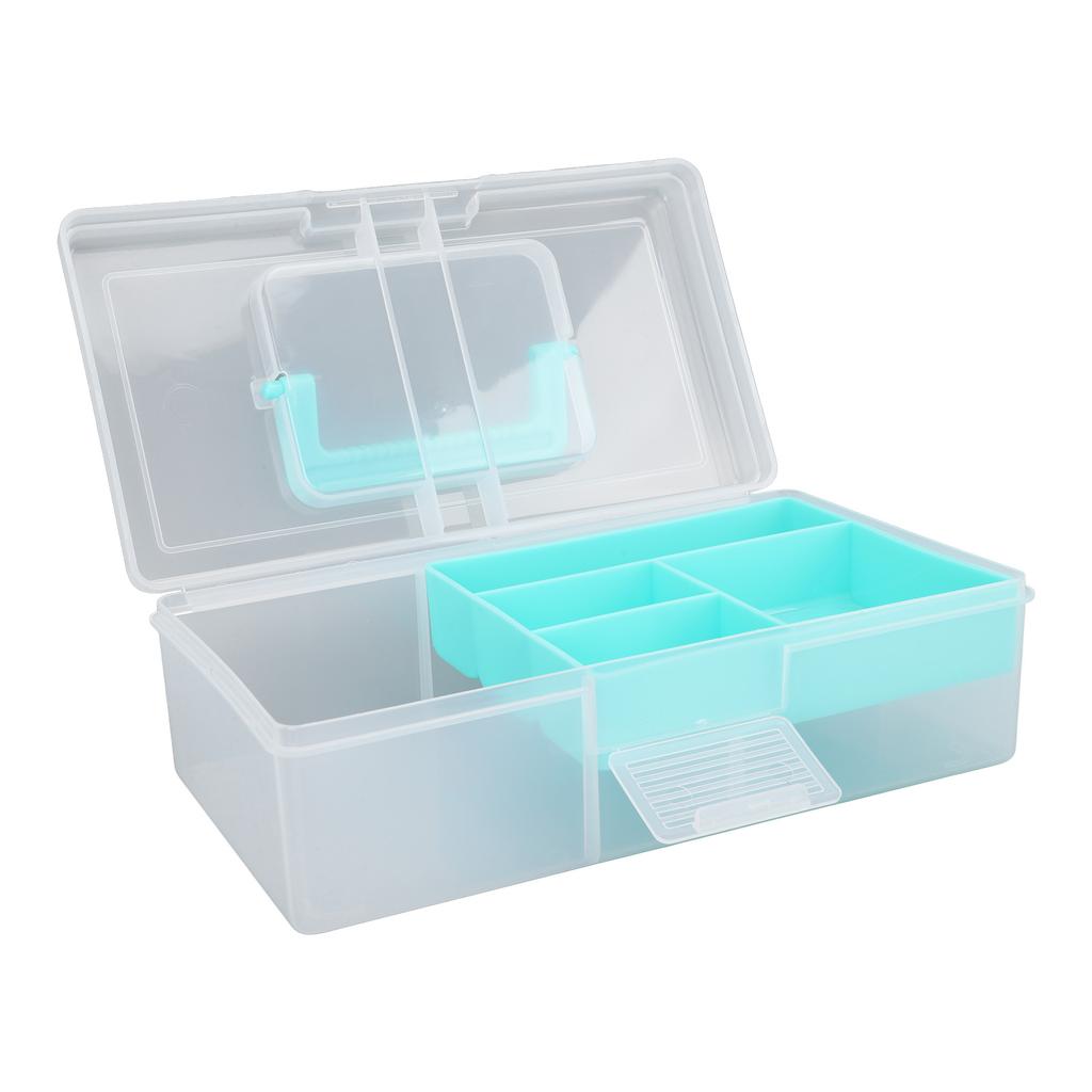 Fishing Bait Box Plastic Lure Case Double Sided Clear with Buckle Comfortable Handle Fishing Tackle for Outdoor Jigs