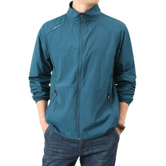 Мужское летнее пальто с лацканами и длинными рукавами, солнцезащитная куртка, сплошной цвет, свободная посадка, ветрозащитная верхняя одежда на молнии