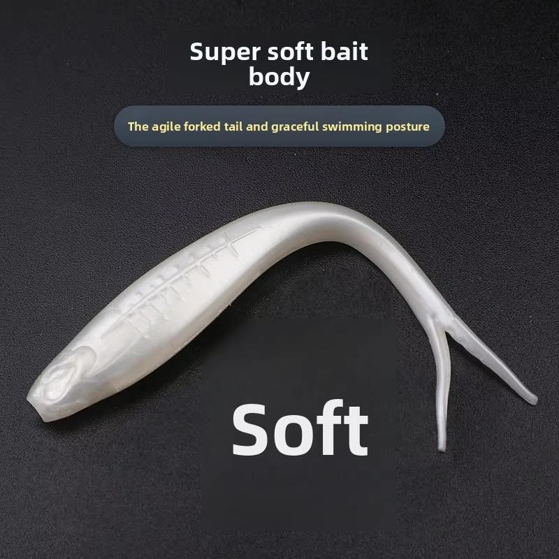 Stainless Steel Soft Bait Baby Silencer Forked Tail 14 cm 10 g Pack of 5 Floating Two-tone Minnow Without Hooks by Z-Man