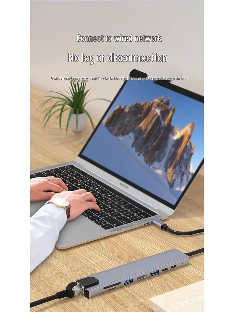 Multi-Function 8-in-1 USB-C Hub with Card Reader & Network Port