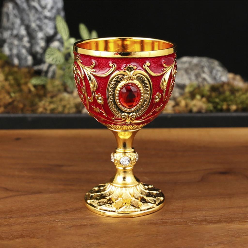 Home Retro Metal Small Wine Cup With Embossed Style Luxurious Whiskey And Red Wine Glass Suitable For Festive Parties