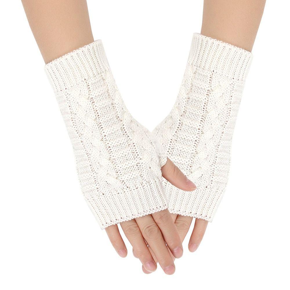 Теплые женские перчатки без пальцев, зимние перчатки без пальцев, классические варежки на запястье для женщин