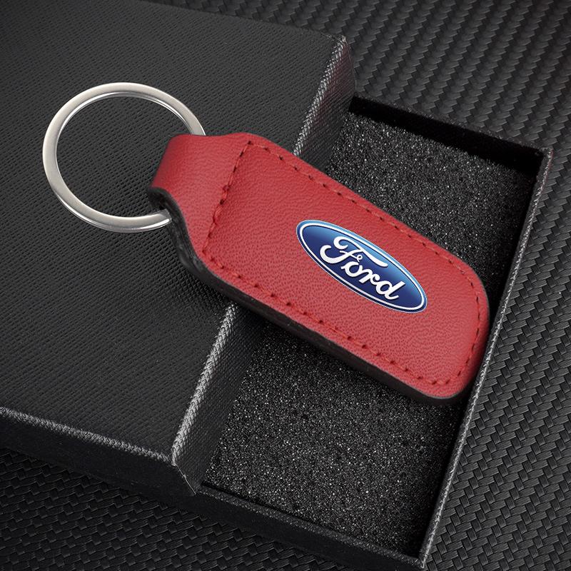 PCKF8 PU Leather Car Keychain Holder Keyring Pendant For Ford ST FOCUS 2 3 Mondeo Fiesta Kuga MK2 MK3 MK4 Ecosport Fusion Accessories