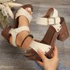 Мода 2025 Лето Сандалии на массивном каблуке для женщин Модные сандалии на платформе с ремешком на щиколотке Женские сандалии с заклепками на толстом высоком каблуке Sandalias Mujer