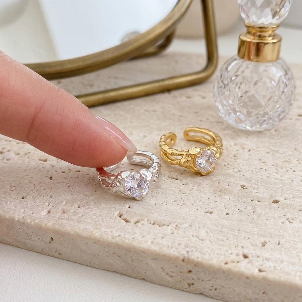 Copper Vintage Crystal Love Ring Opening Opening Finger Ring Gifts for Women Girl